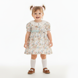 Vestido Bebé Estampado Floral c/ Laço